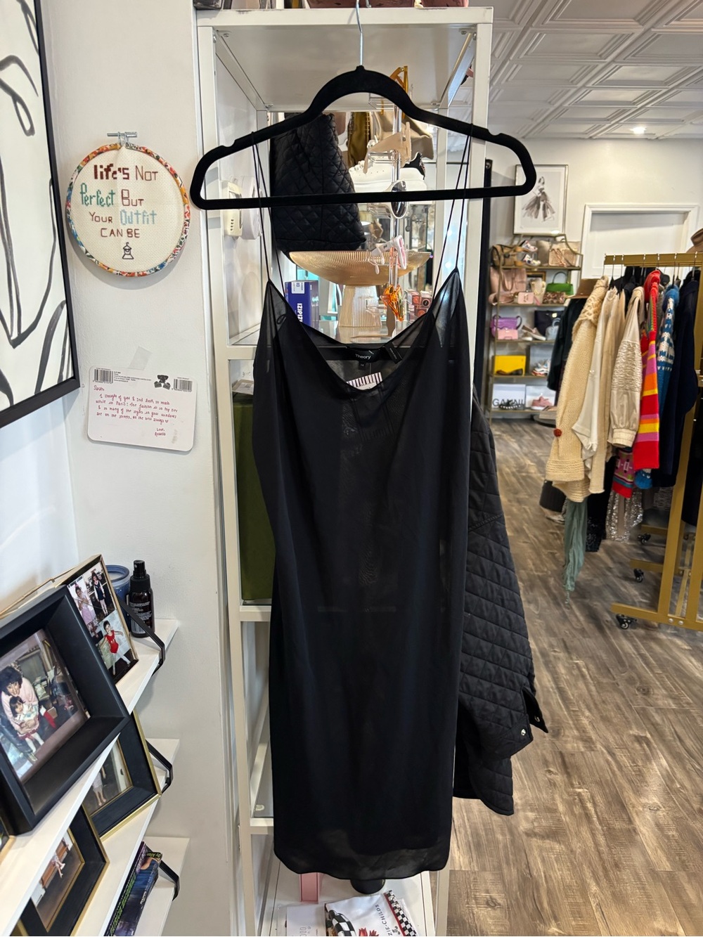Theory Black Satin Slip Dress